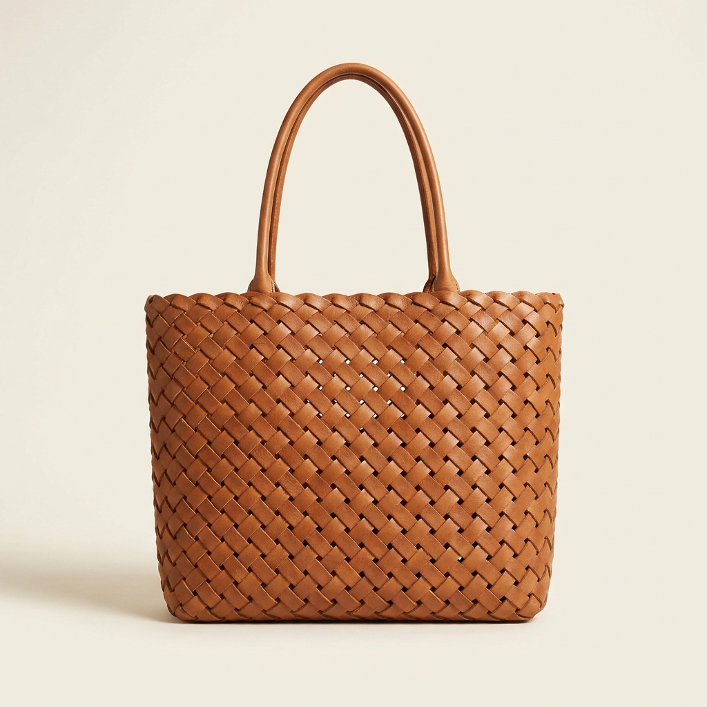 Woven lattice tote bag representing the Nina Boutique tote collection