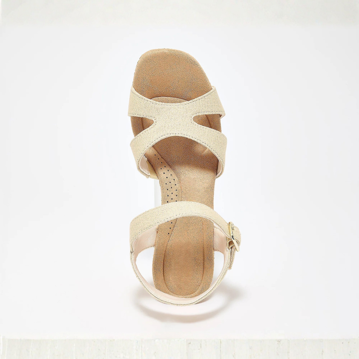 Comfortable Block Heel Sandals for Women with Crossover Strap Espadrille Platform Ankle Strap Style