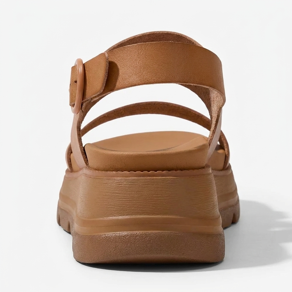 Comfortable Platform Sandals for Women with Wide Double Strap Slingback Chunky Lug Sole Style