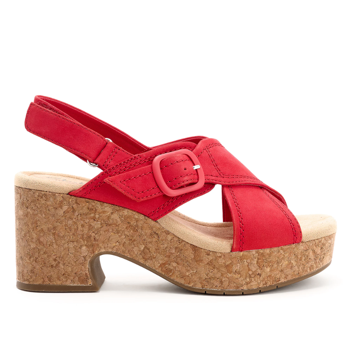 Comfortable Block Heel Sandals for Women with Crossover Strap Cork Platform Ankle Strap Style