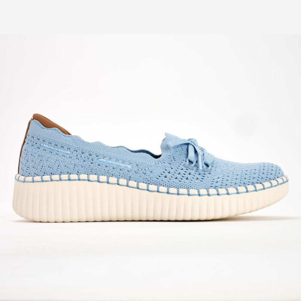 Comfortable Loafers for Women with Scalloped Knit Upper Bow Detail Slip On Platform Style
