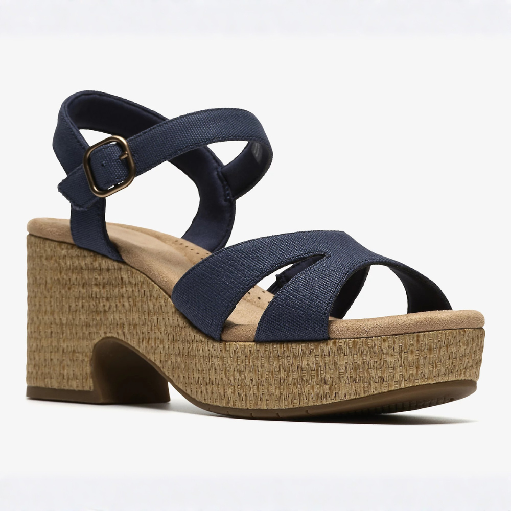 Comfortable Block Heel Sandals for Women with Crossover Strap Espadrille Platform Ankle Strap Style