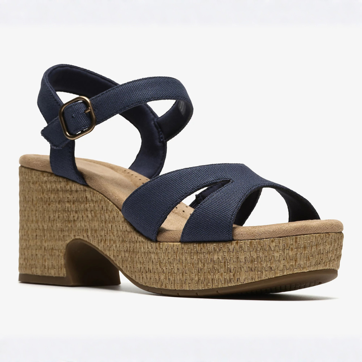 Comfortable Block Heel Sandals for Women with Crossover Strap Espadrille Platform Ankle Strap Style