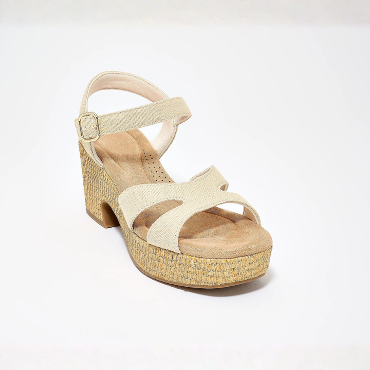 Comfortable Block Heel Sandals for Women with Crossover Strap Espadrille Platform Ankle Strap Style