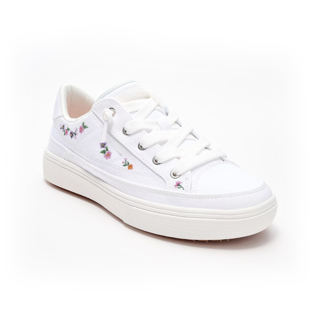 Comfortable Trainers for Women with Floral Embroidery Canvas Upper Lace Up Low Top Style