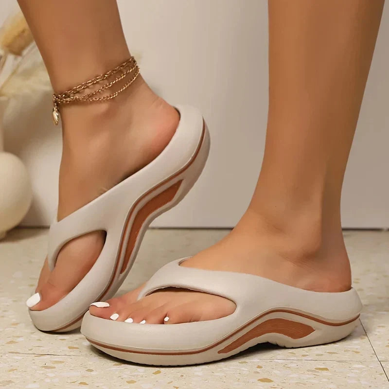 Comfortable Flip Flops for Women with Contoured Arch Support Toe Post Cushioned Sole Thong Style