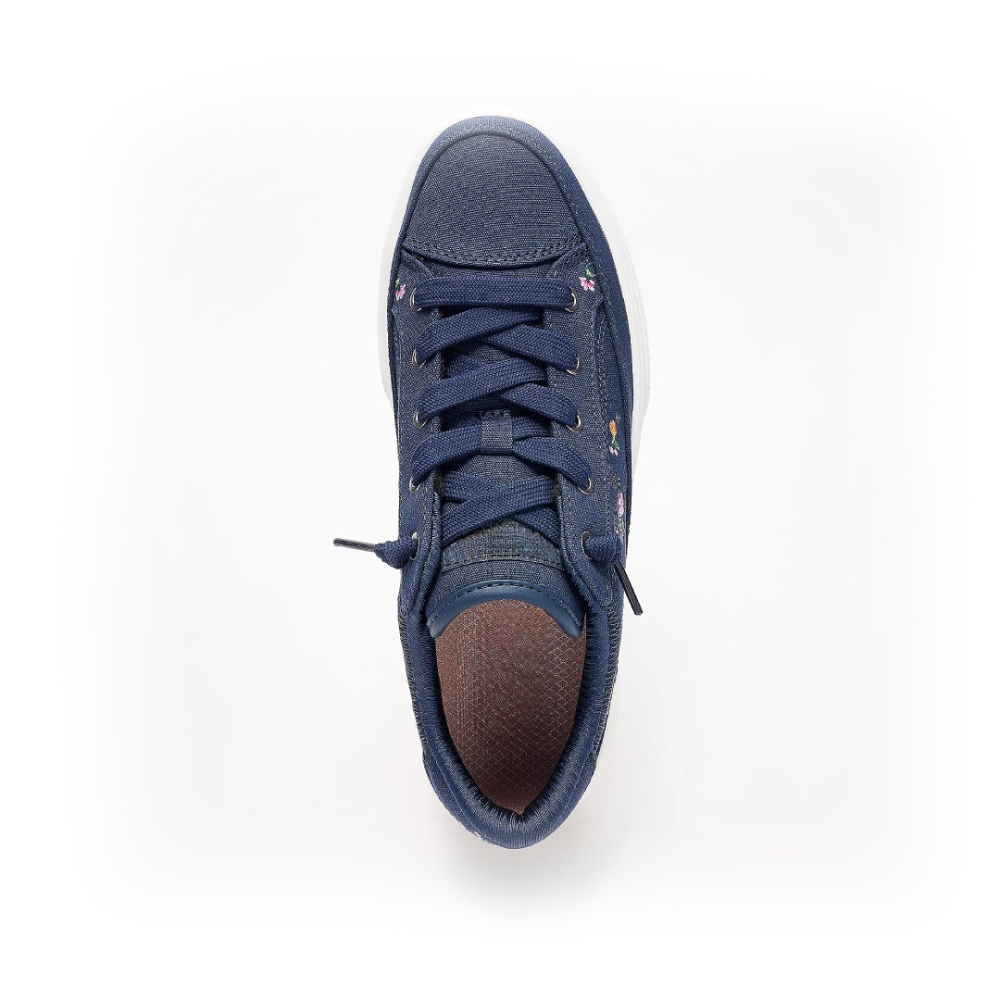 Comfortable Trainers for Women with Floral Embroidery Canvas Upper Lace Up Low Top Style