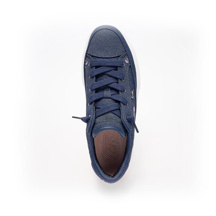 Comfortable Trainers for Women with Floral Embroidery Canvas Upper Lace Up Low Top Style