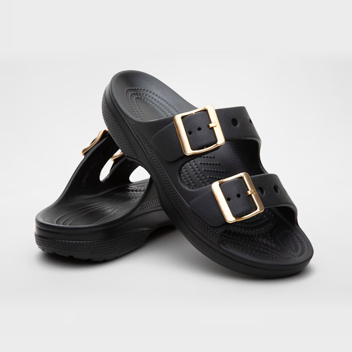 Comfortable Slides for Women with Double Buckle Strap Cushioned Foam Sole Waterproof Slip On Style