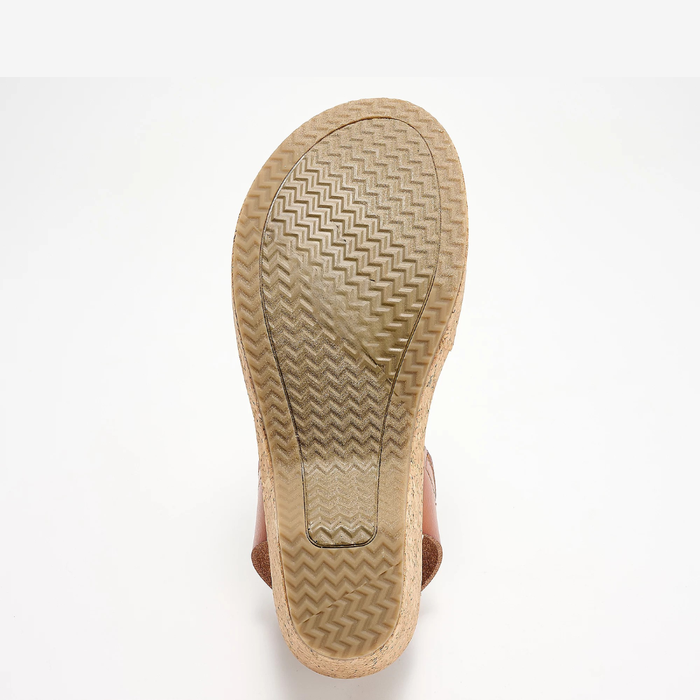Comfortable Wedge Sandals for Women with Crossover Strap Cork Platform Elastic Slingback Style