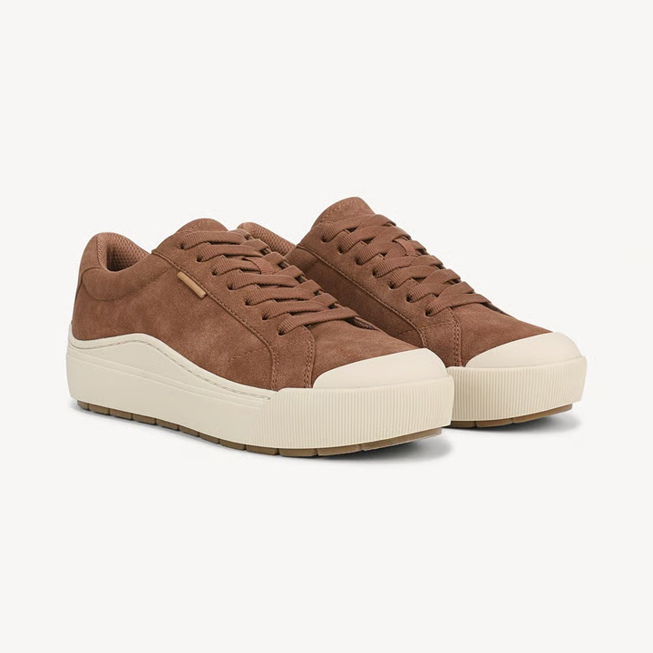 Comfortable Trainers for Women with Textured Upper Lace Up Chunky Platform Sole Low Top Style