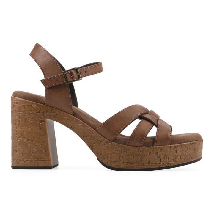 Comfortable Block Heel Sandals for Women with Woven Strap Cork Platform Ankle Strap Style
