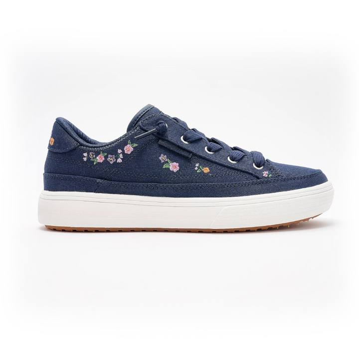 Comfortable Trainers for Women with Floral Embroidery Canvas Upper Lace Up Low Top Style