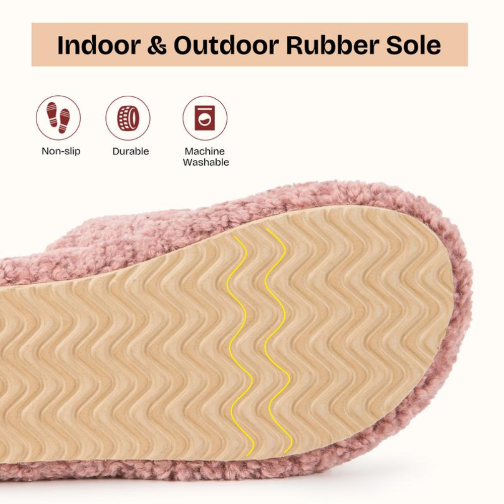 Comfortable Slippers with Arch Support for Women with Double Fur Strap Contoured Footbed Open Toe Style
