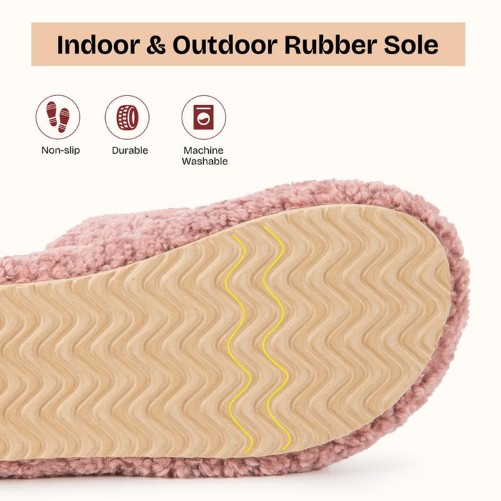 Comfortable Slippers with Arch Support for Women with Double Fur Strap Contoured Footbed Open Toe Style