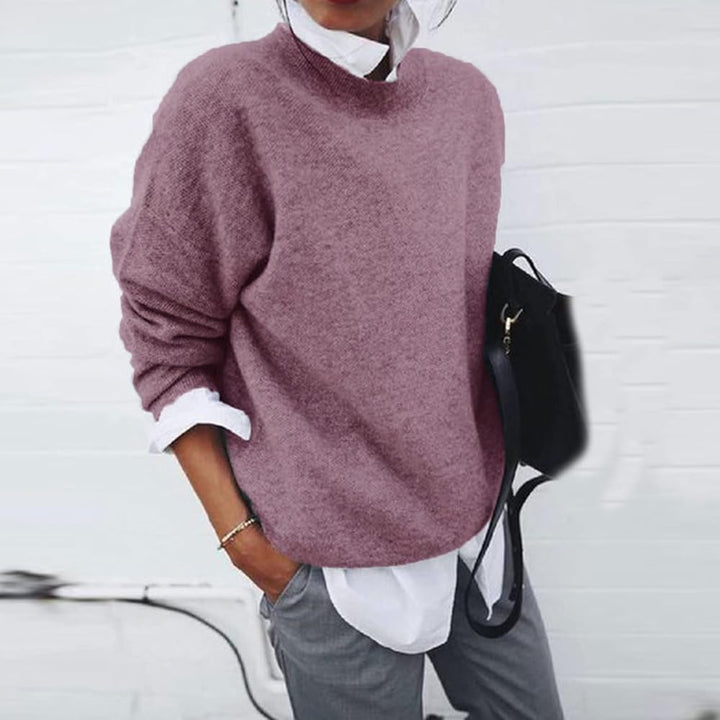 Comfortable Knit Sweater for Women with High Neck Long Sleeve Relaxed Oversized Style