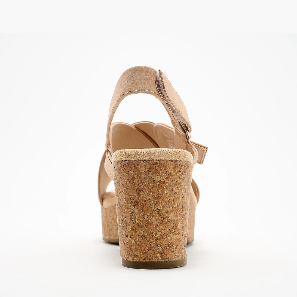 Comfortable Block Heel Sandals for Women with Crossover Strap Cork Platform Ankle Strap Style