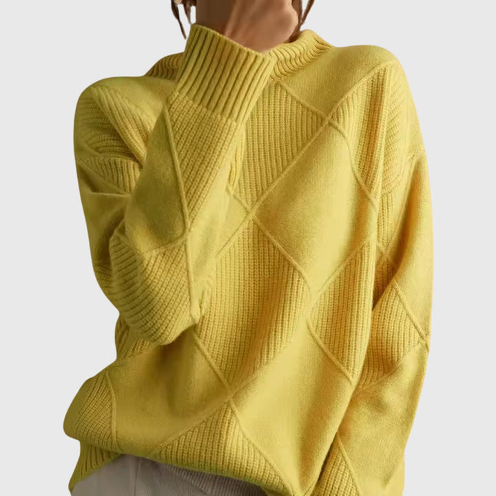 Comfortable Turtleneck Sweater for Women with High Neck Long Sleeve Relaxed Oversized Knit Style