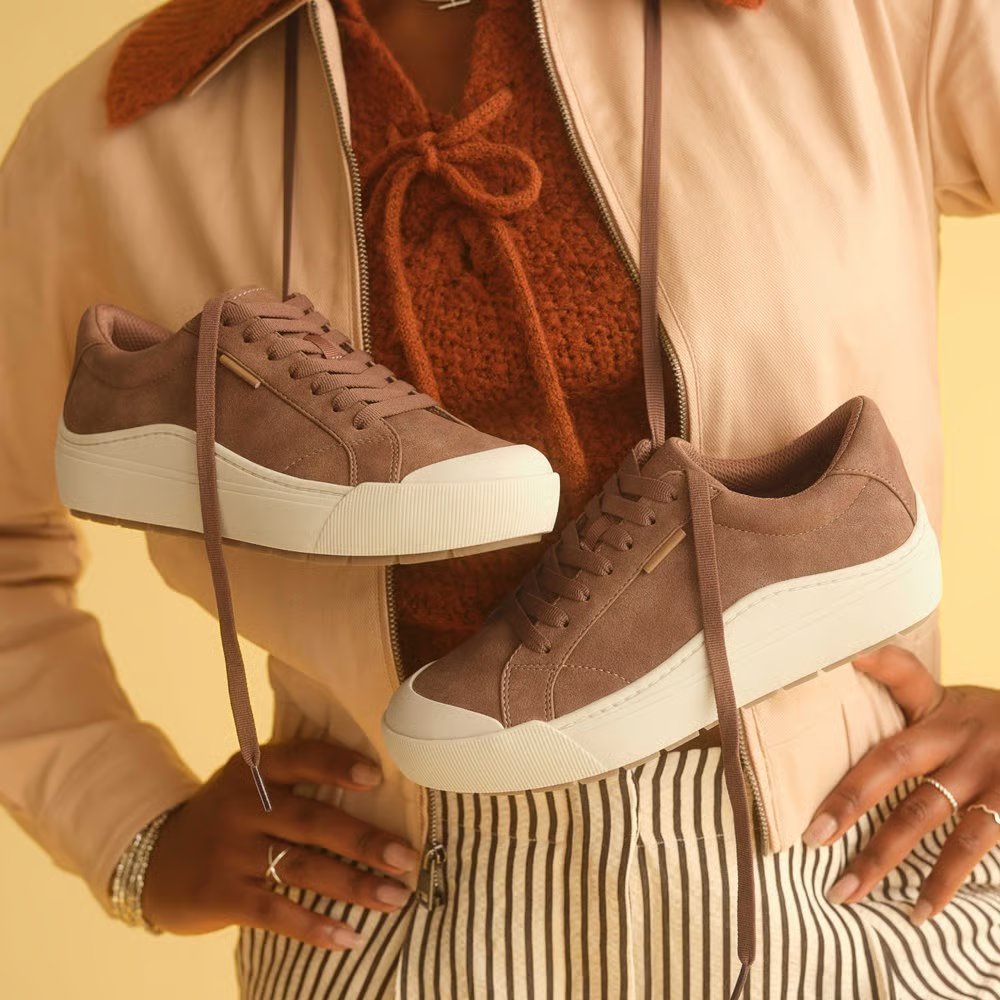 Comfortable Trainers for Women with Textured Upper Lace Up Chunky Platform Sole Low Top Style