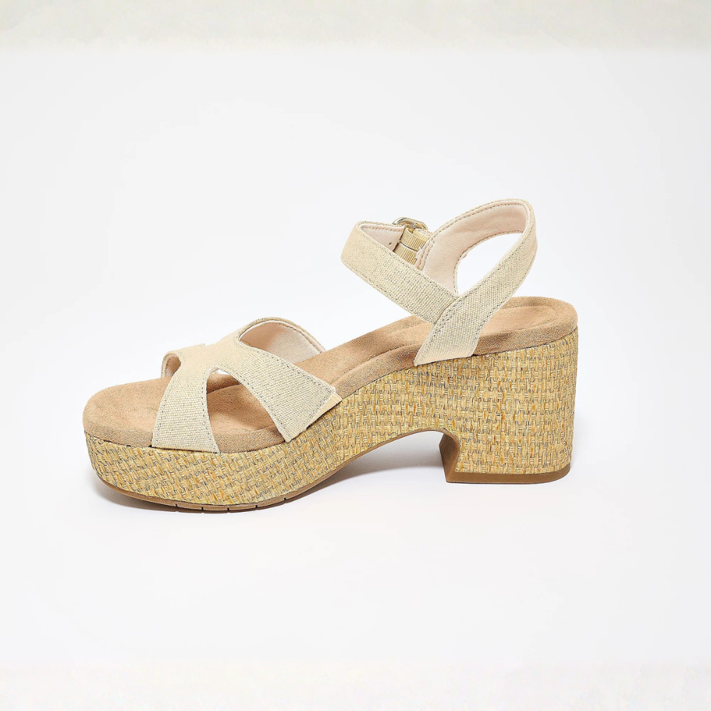 Comfortable Block Heel Sandals for Women with Crossover Strap Espadrille Platform Ankle Strap Style