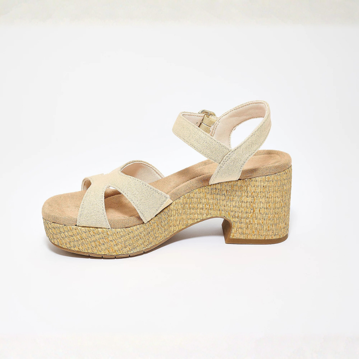 Comfortable Block Heel Sandals for Women with Crossover Strap Espadrille Platform Ankle Strap Style