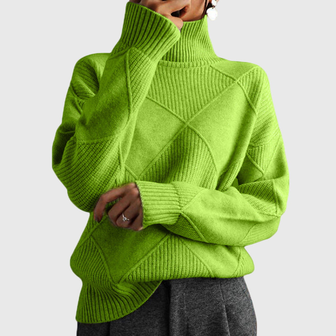 Comfortable Turtleneck Sweater for Women with High Neck Long Sleeve Relaxed Oversized Knit Style