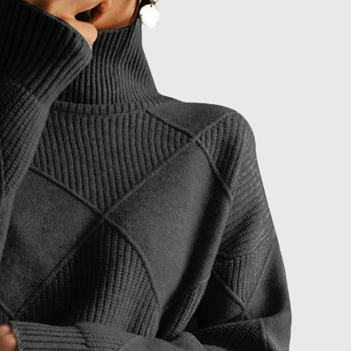 Comfortable Turtleneck Sweater for Women with High Neck Long Sleeve Relaxed Oversized Knit Style