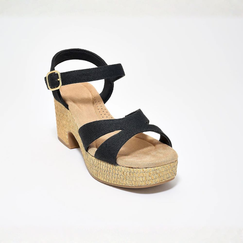 Comfortable Block Heel Sandals for Women with Crossover Strap Espadrille Platform Ankle Strap Style