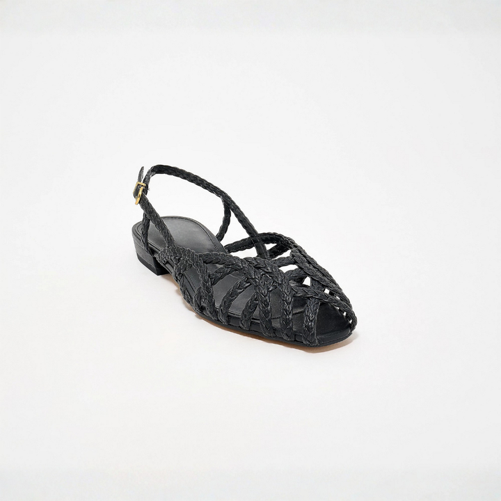 Comfortable Jelly Sandals for Women with Woven Cage Strap Closed Toe Slingback Flat Style