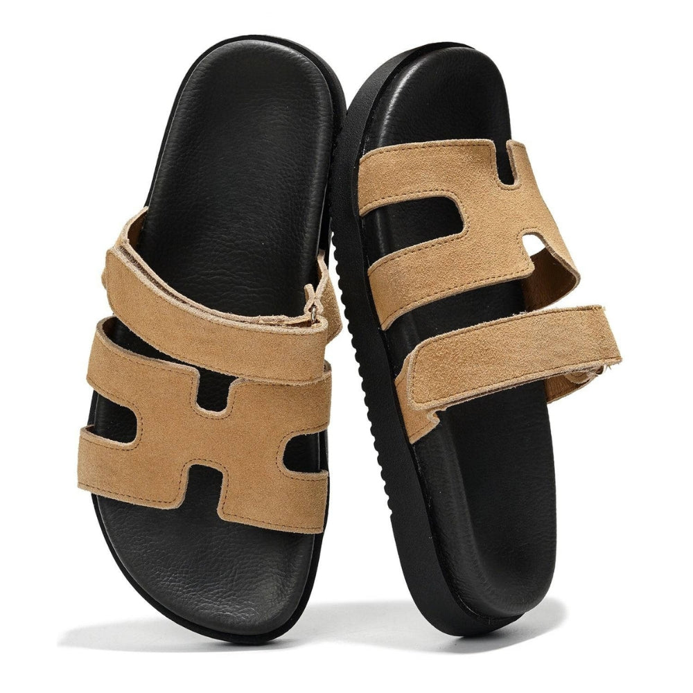 Comfortable Slide Sandals for Women with Cut Out Wide Strap Cushioned Footbed Open Toe Style