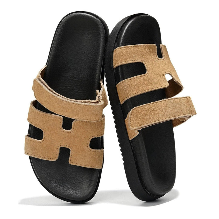 Comfortable Slide Sandals for Women with Cut Out Wide Strap Cushioned Footbed Open Toe Style