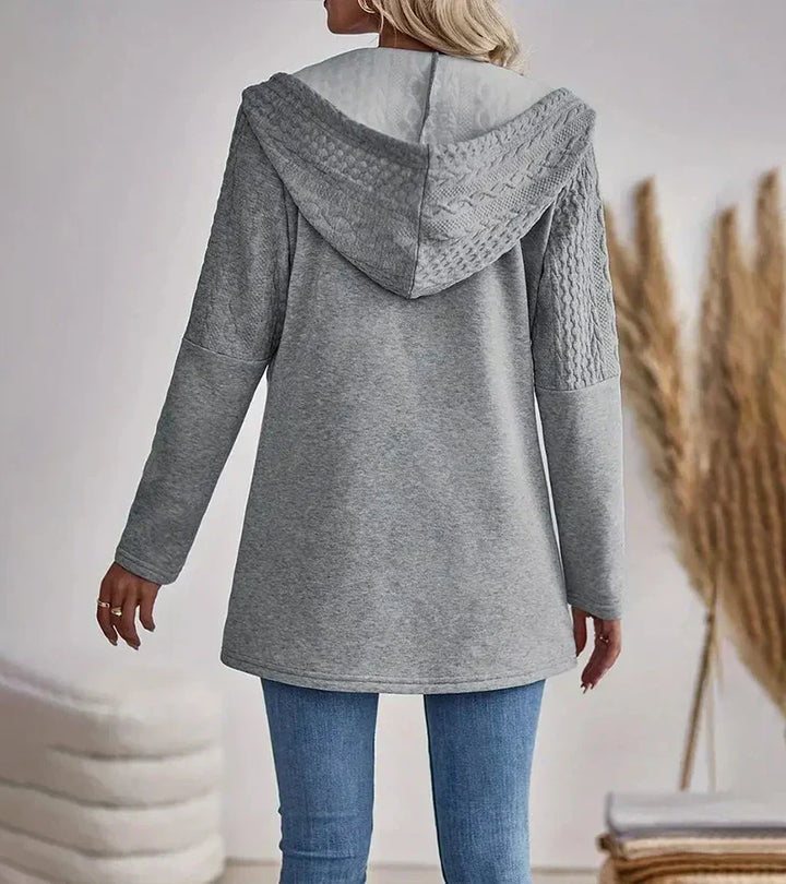 Effortless Cable Knit Cardigan for Women with Hooded Long Sleeve Zip Front Longline Relaxed Style