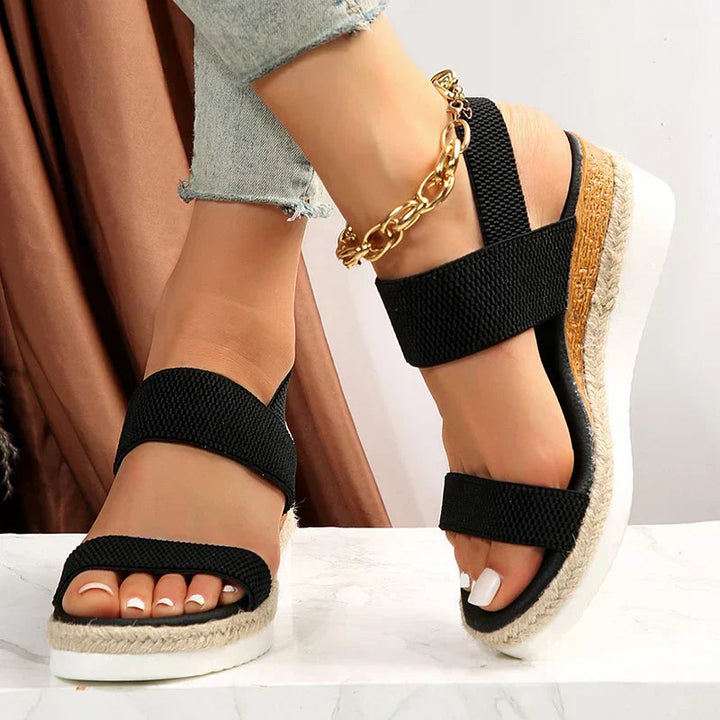 Comfortable Sandals for Women with Elastic Strap Cushioned Platform Slingback Open Toe Style