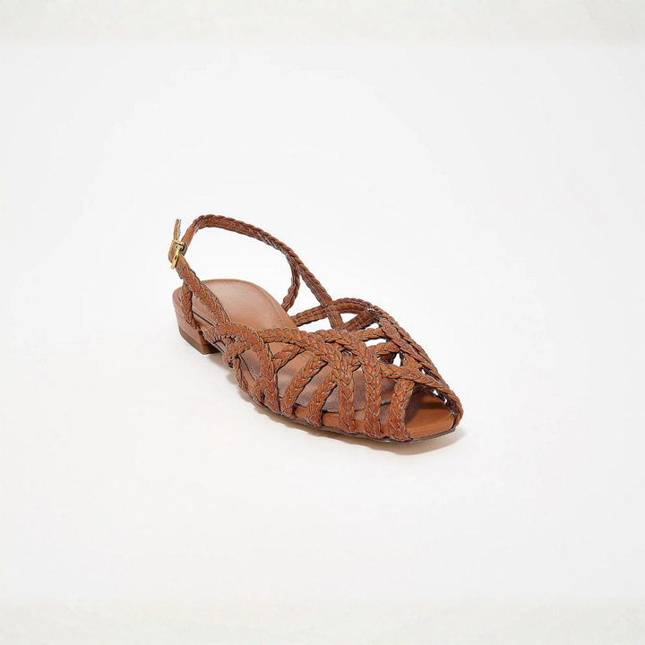 Comfortable Jelly Sandals for Women with Woven Cage Strap Closed Toe Slingback Flat Style