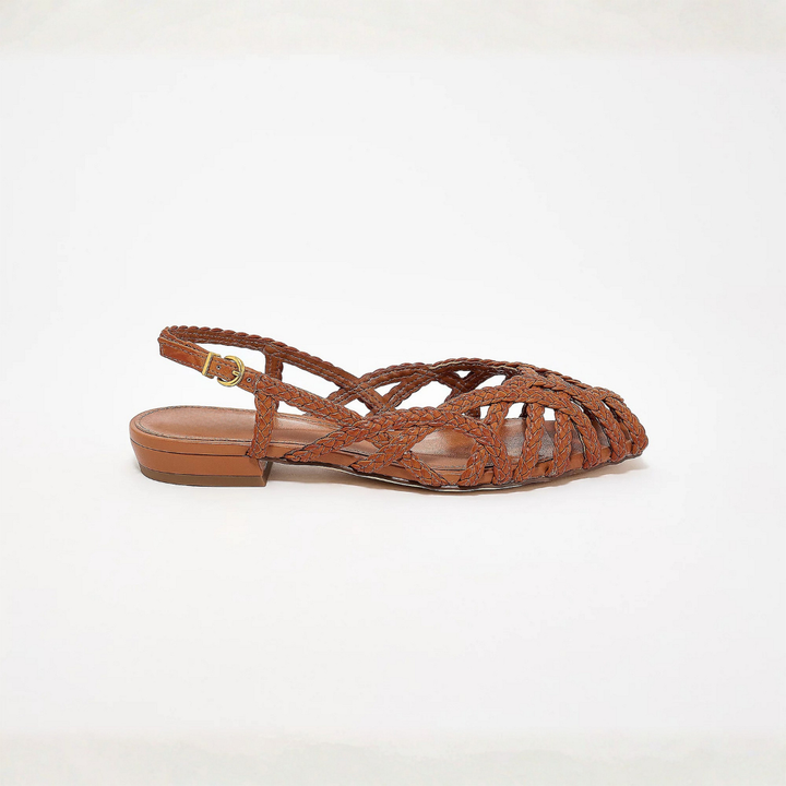 Comfortable Jelly Sandals for Women with Woven Cage Strap Closed Toe Slingback Flat Style