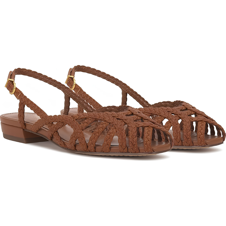 Comfortable Jelly Sandals for Women with Woven Cage Strap Closed Toe Slingback Flat Style