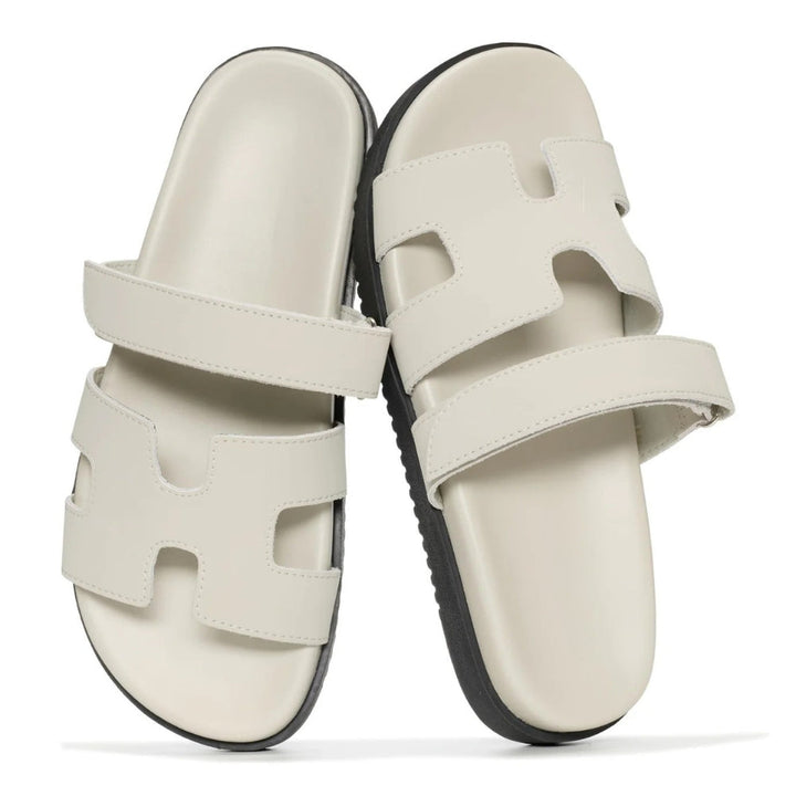 Comfortable Slide Sandals for Women with Cut Out Wide Strap Cushioned Footbed Open Toe Style
