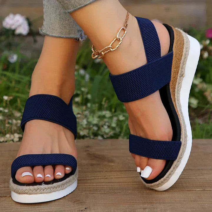 Comfortable Sandals for Women with Elastic Strap Cushioned Platform Slingback Open Toe Style
