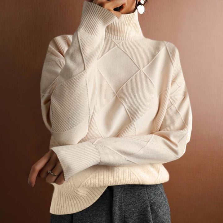 Comfortable Turtleneck Sweater for Women with High Neck Long Sleeve Relaxed Oversized Knit Style