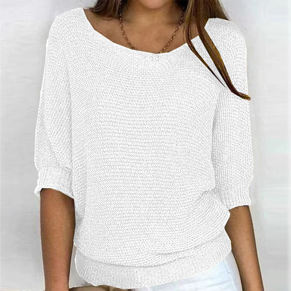 Comfortable Ribbed Knit Sweater for Women with Scoop Neck Batwing Sleeve Relaxed Oversized Style