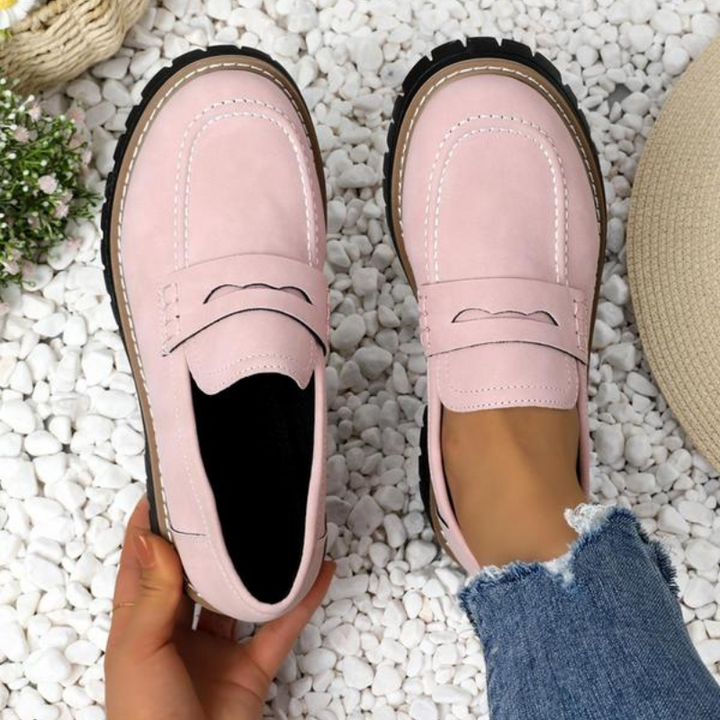 Comfortable Loafers for Women with Chunky Lug Sole Slip On Round Toe Platform Style