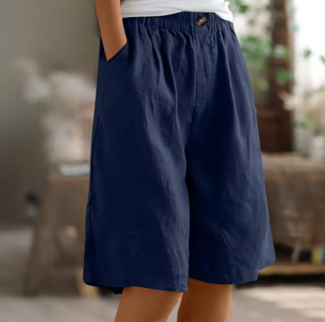 Effortless Olive Green Linen Shorts for Women with High Waist Wide Leg Relaxed Casual Style