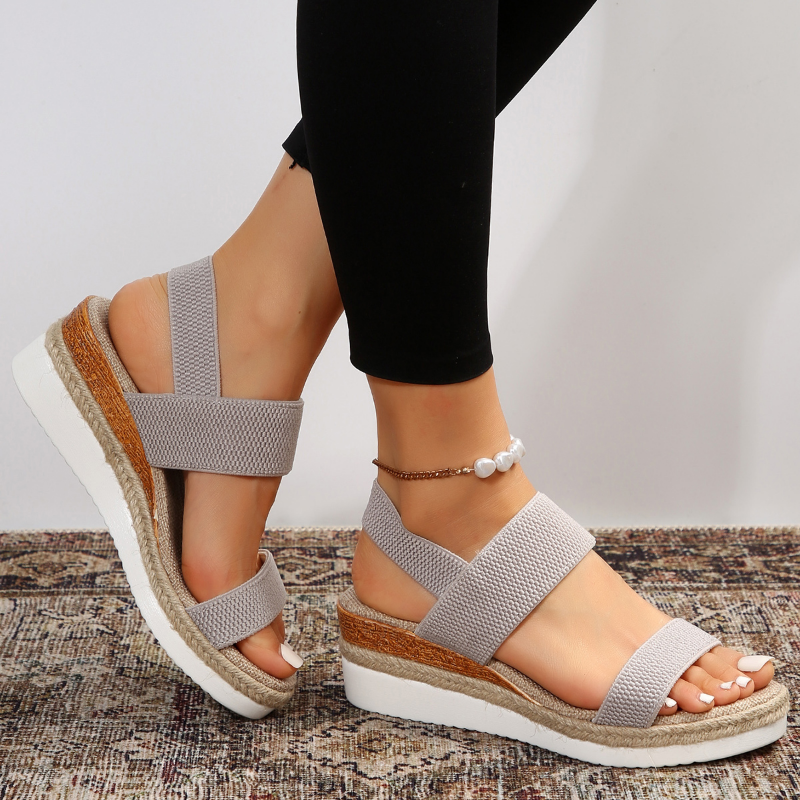 Comfortable Sandals for Women with Elastic Strap Cushioned Platform Slingback Open Toe Style