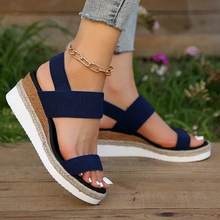 Comfortable Sandals for Women with Elastic Strap Cushioned Platform Slingback Open Toe Style