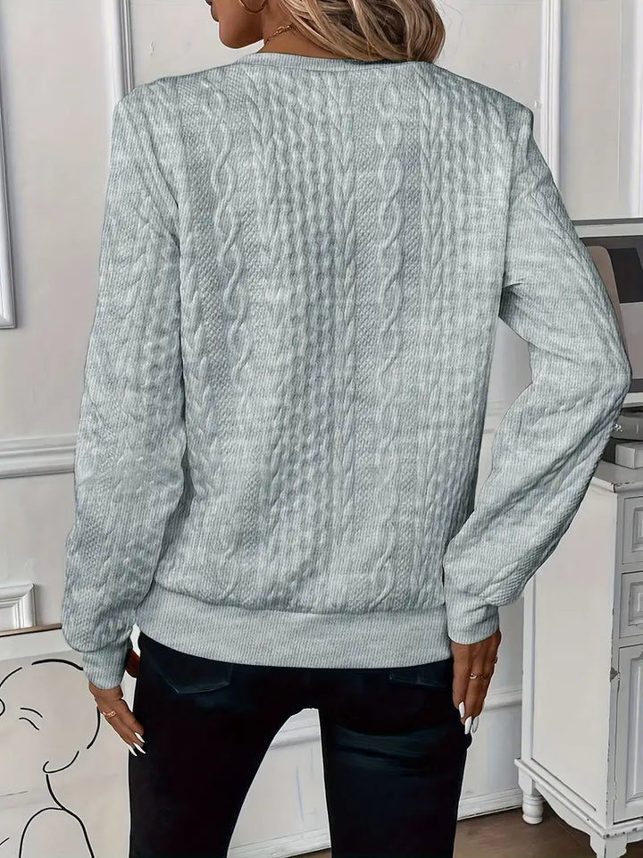 Comfortable Cable Knit Sweater for Women with Zip Collar Long Sleeve Relaxed Textured Style