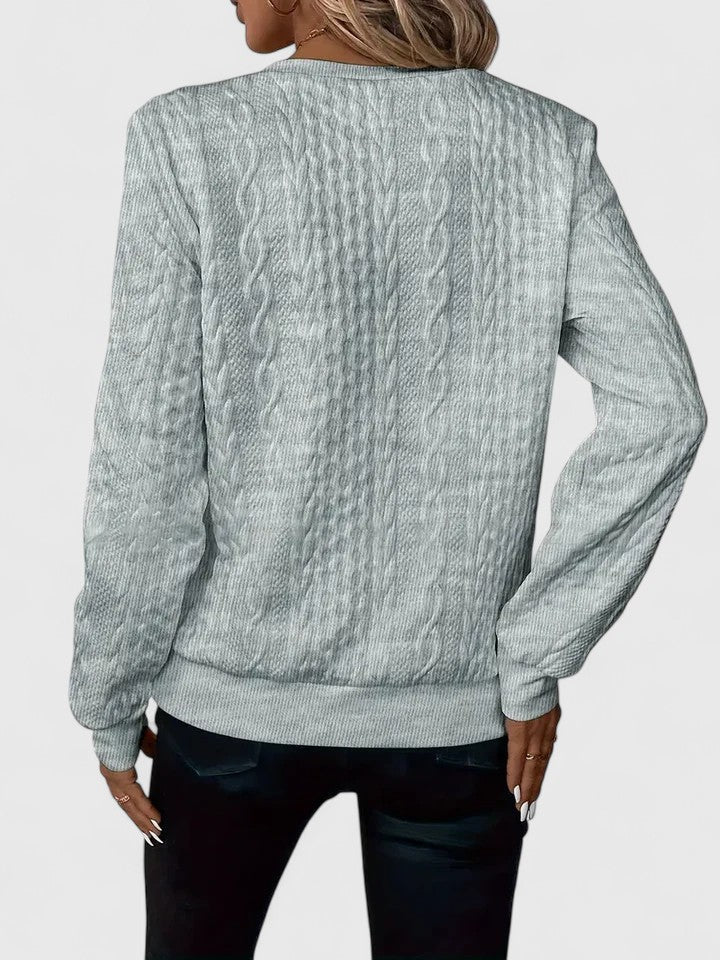 Comfortable Cable Knit Sweater for Women with Crew Neck Quarter Zip Long Sleeve Relaxed Style