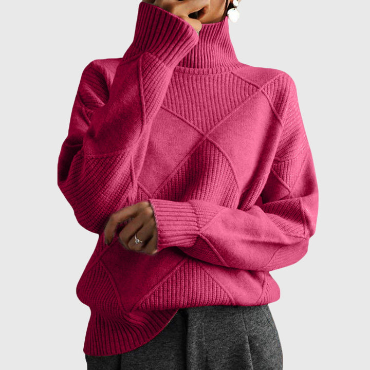 Comfortable Turtleneck Sweater for Women with High Neck Long Sleeve Relaxed Oversized Knit Style