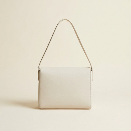 Adele structured shoulder bag in soft bone white against a cream studio backdrop