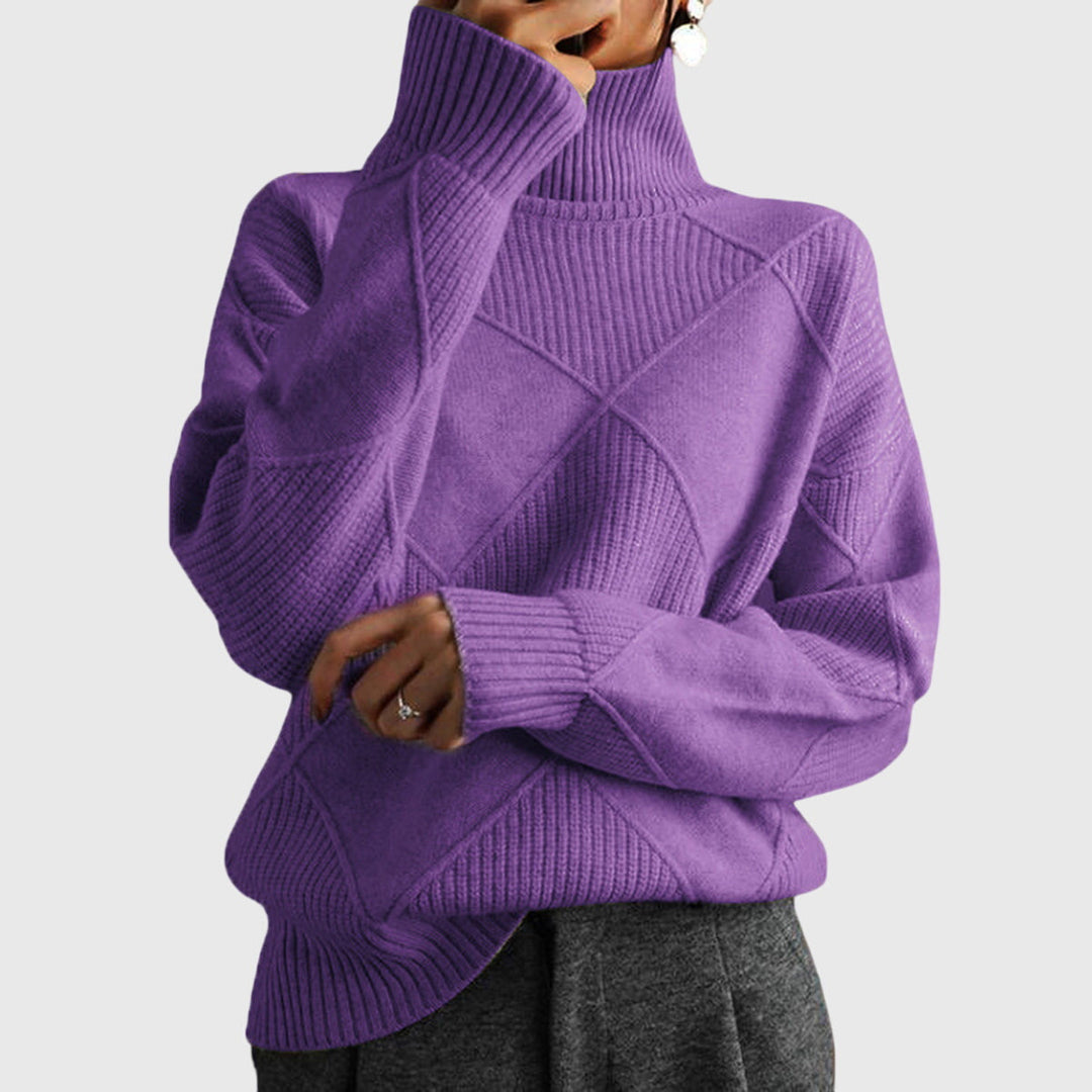 Comfortable Turtleneck Sweater for Women with High Neck Long Sleeve Relaxed Oversized Knit Style