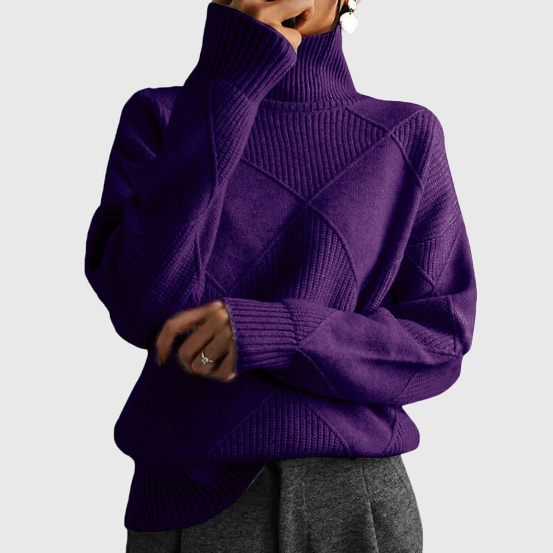 Comfortable Turtleneck Sweater for Women with High Neck Long Sleeve Relaxed Oversized Knit Style